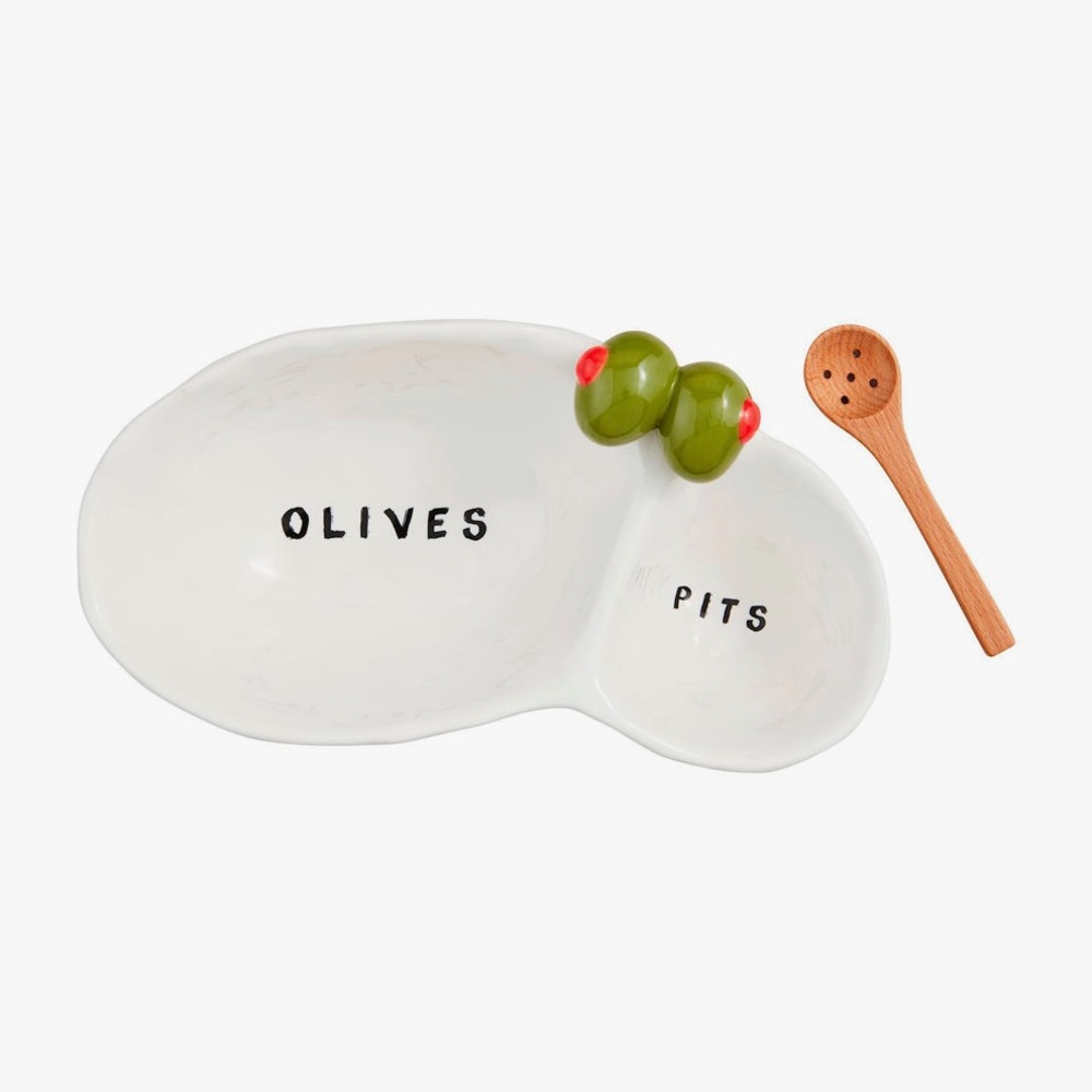 NEW Mudpie Olive and‎ Pits Ceramic Dish with Spoon